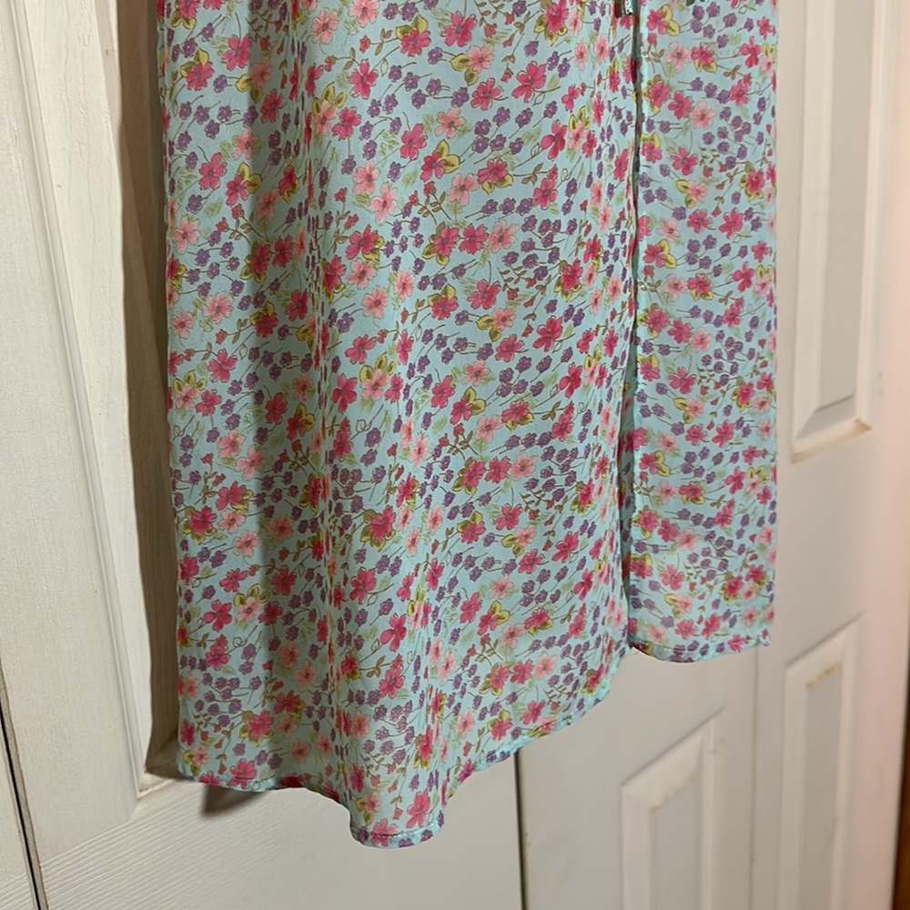 Victoria's Secret Vintage 1990s Y2K Blue Floral Open Front Satin Cami Top Medium - Picture 8 of 16